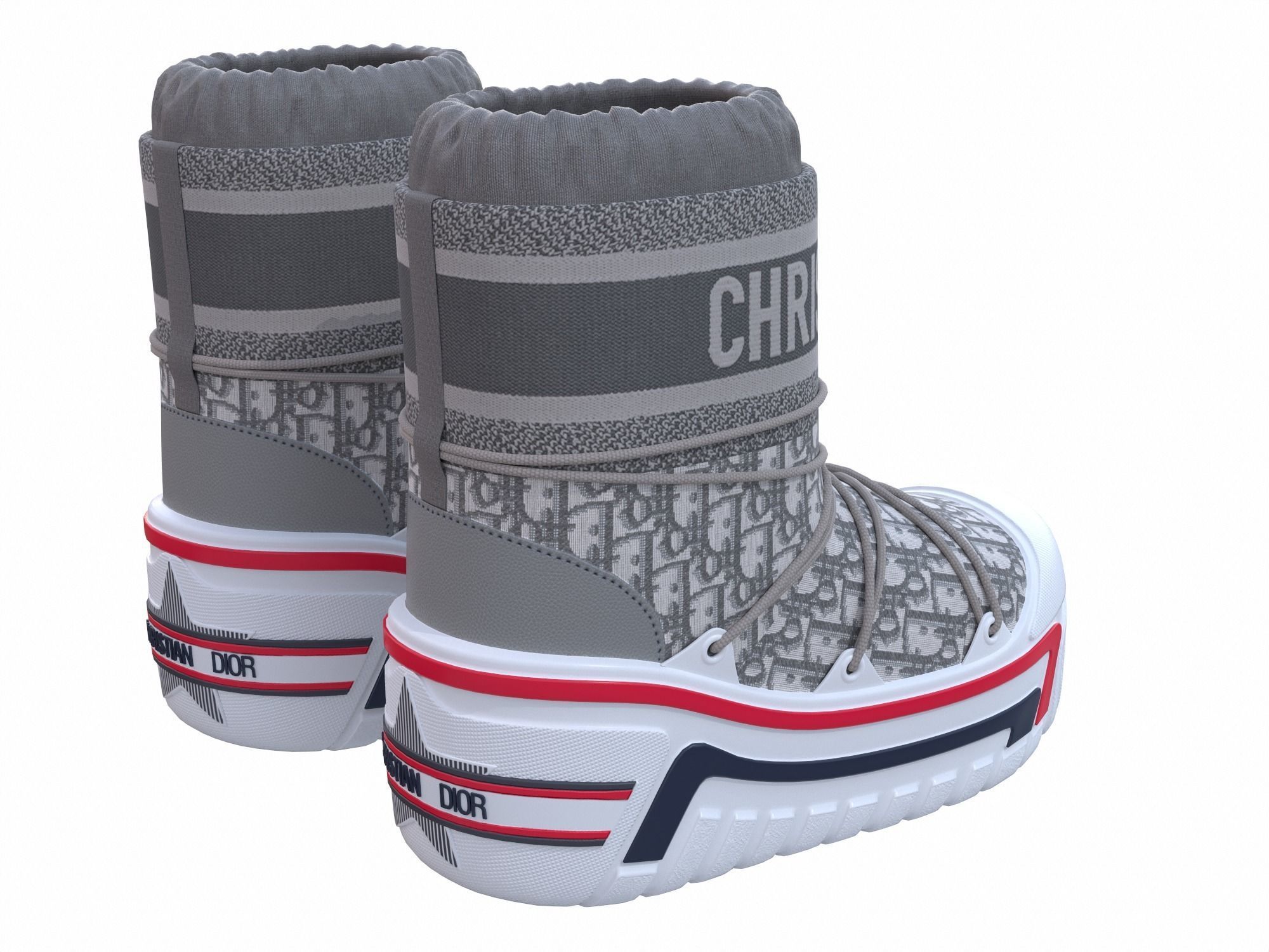 Dior Alps Snow Ankle Boots Gray Low-poly 3D model_2