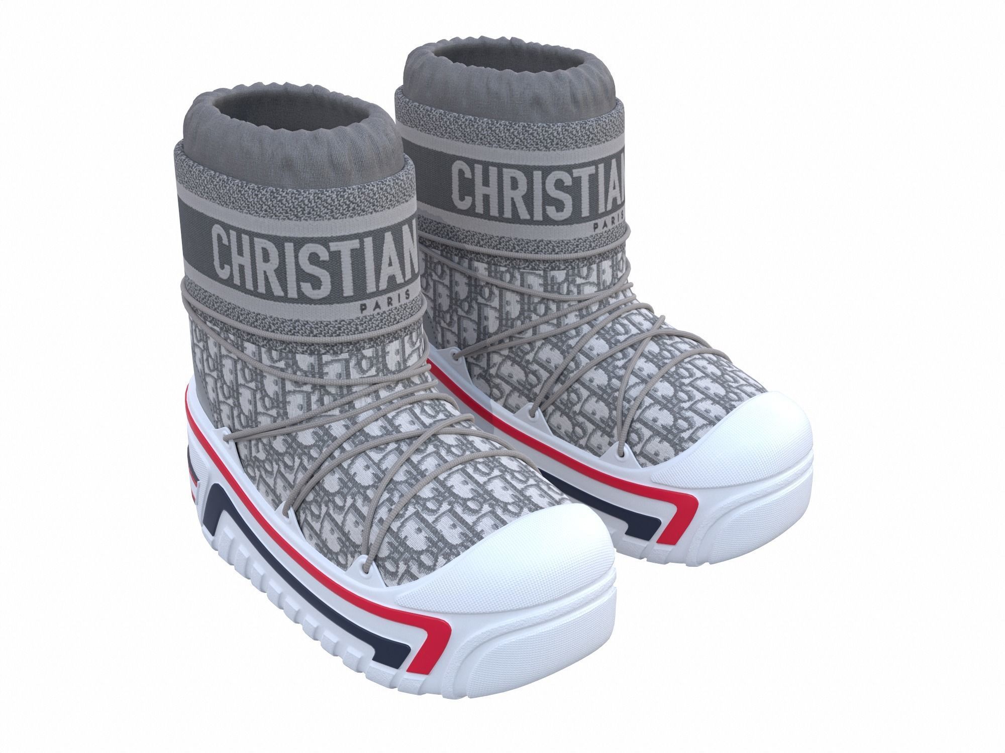 Dior Alps Snow Ankle Boots Gray Low-poly 3D model_4