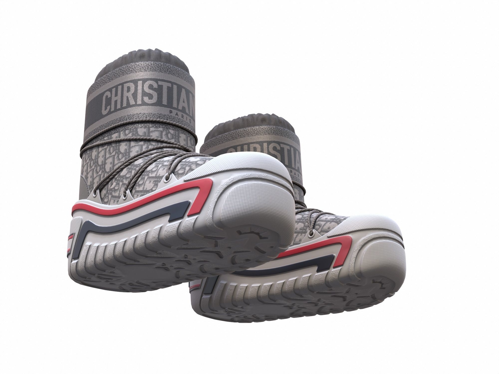 Dior Alps Snow Ankle Boots Gray Low-poly 3D model_6
