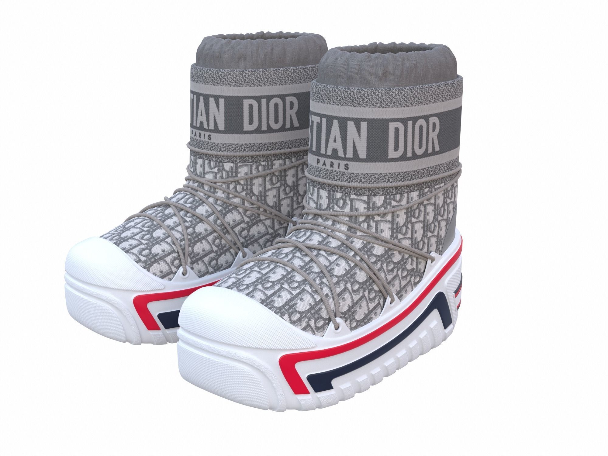 Dior Alps Snow Ankle Boots Gray Low-poly 3D model_1