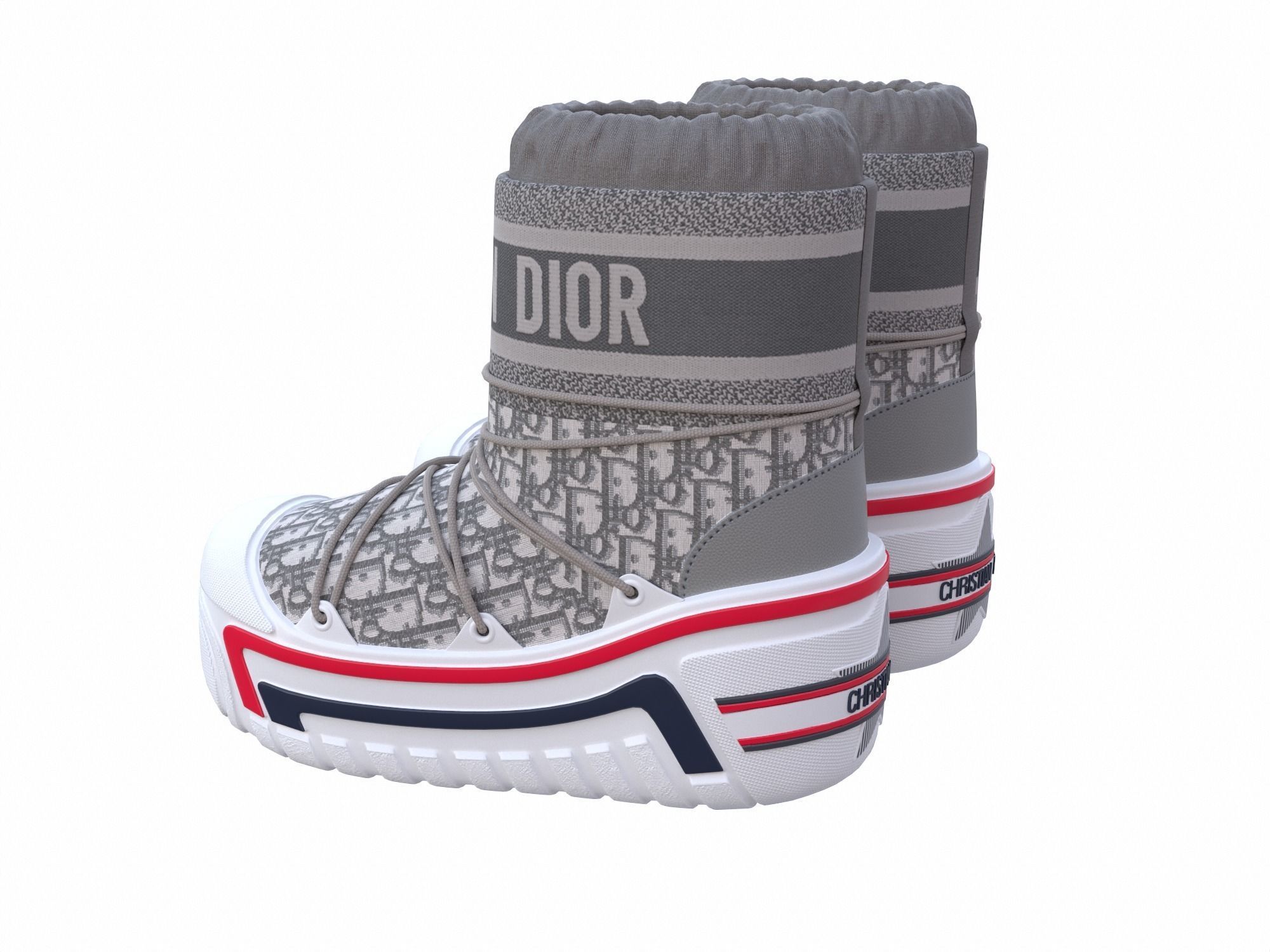 Dior Alps Snow Ankle Boots Gray Low-poly 3D model_3
