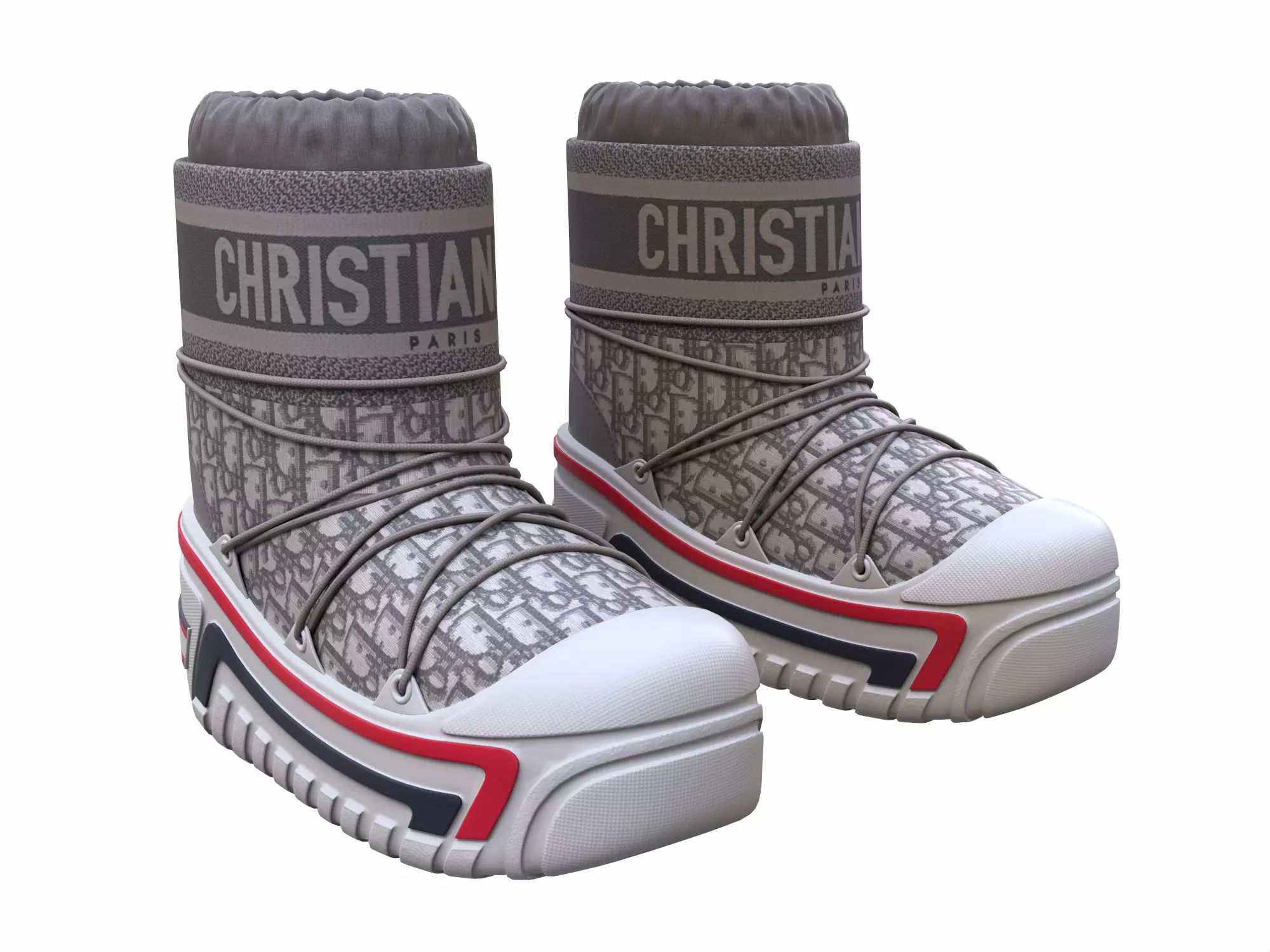 Dior Alps Snow Ankle Boots Gray Low-poly 3D model_0