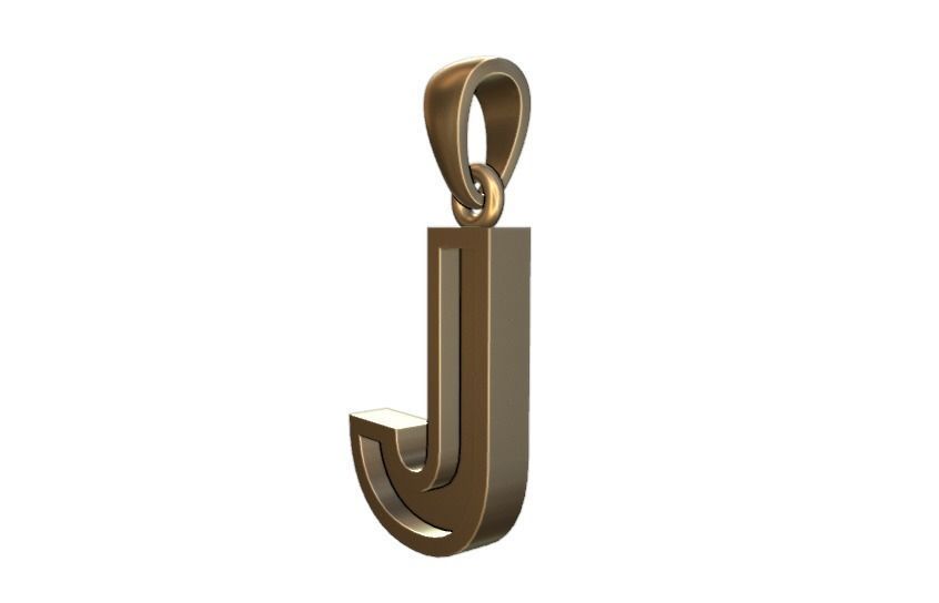 marquee style initial letter J pendant 3D print model_1