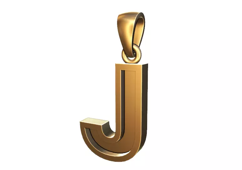 marquee style initial letter J pendant 3D print model_0