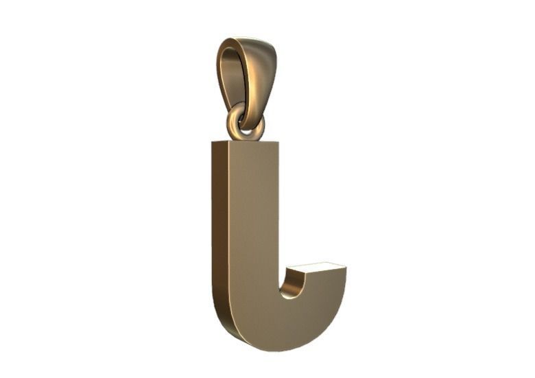 marquee style initial letter J pendant 3D print model_2