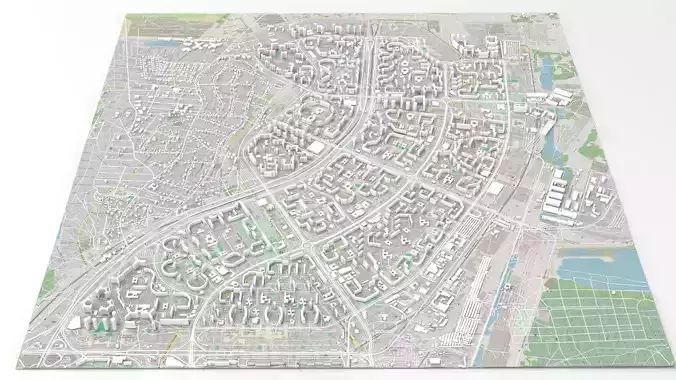 Cityscape Kyiv Ukraine Troyeshchyna fragment city 3D model
