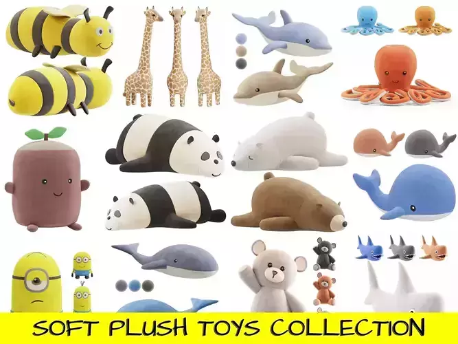 Soft Plush Toys Collections 3D model
