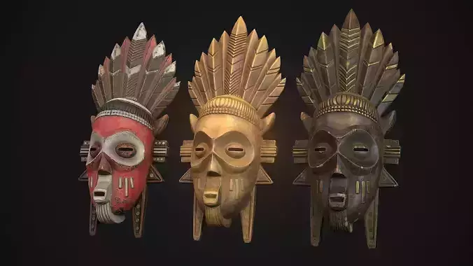 African mask 5 Low-poly 3D model