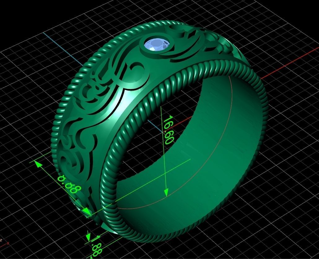 couples wedding ring with enamel and patterns 995 3D print model_37