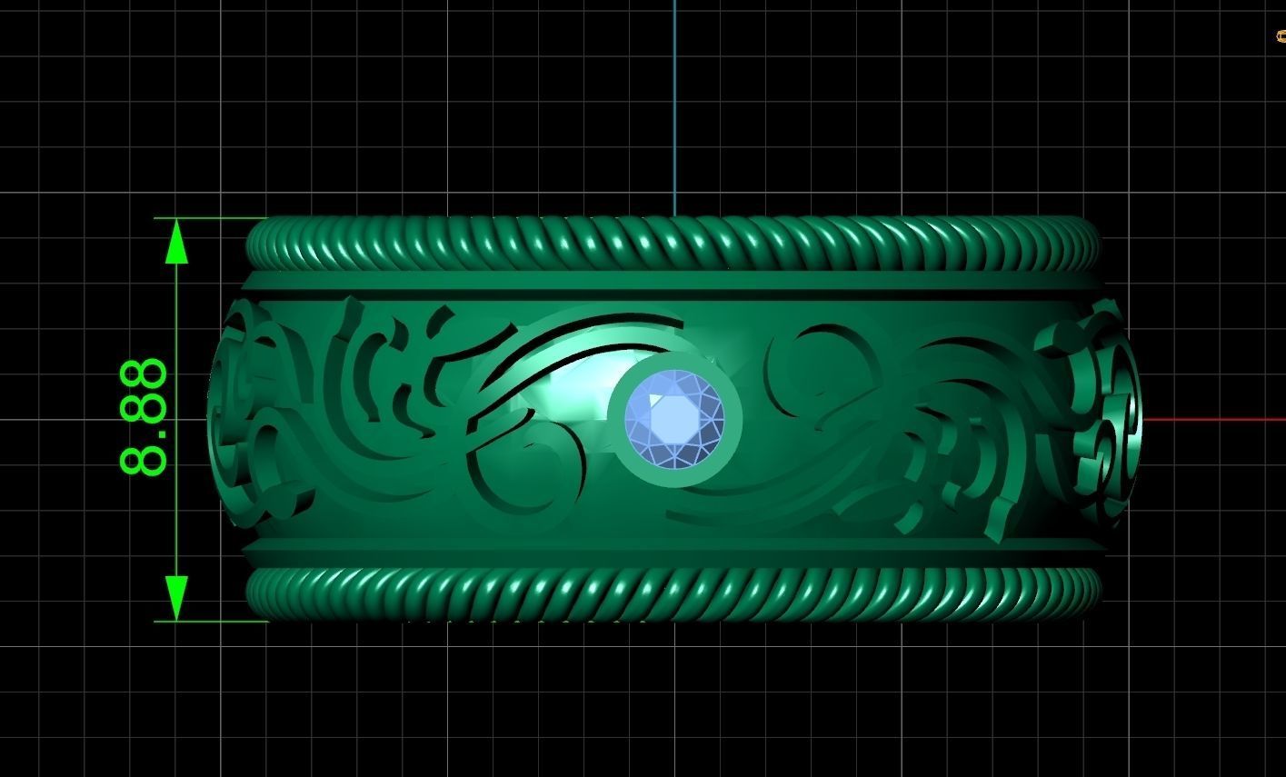 couples wedding ring with enamel and patterns 995 3D print model_35