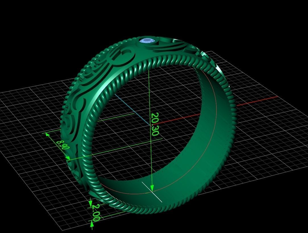 couples wedding ring with enamel and patterns 995 3D print model_34