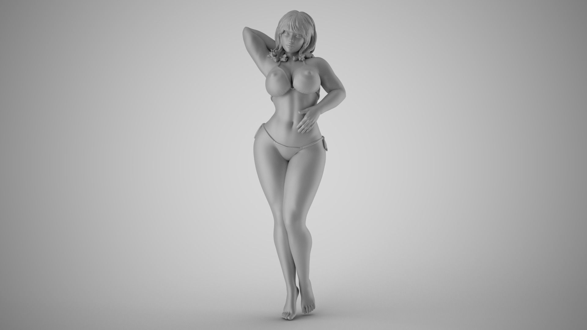Woman with Hand on Belly 3D print model_19