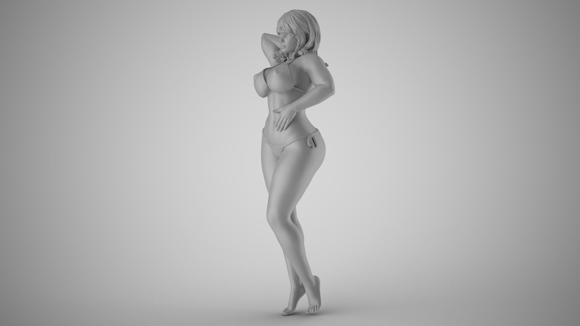 Woman with Hand on Belly 3D print model_1