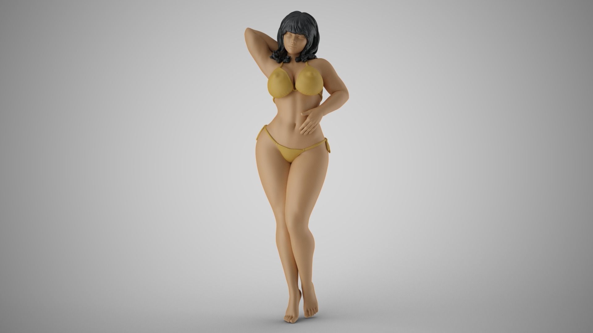 Woman with Hand on Belly 3D print model_14