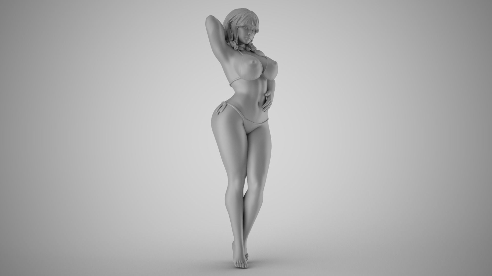 Woman with Hand on Belly 3D print model_21