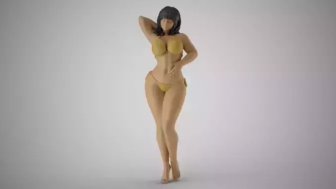 Woman with Hand on Belly 3D print model