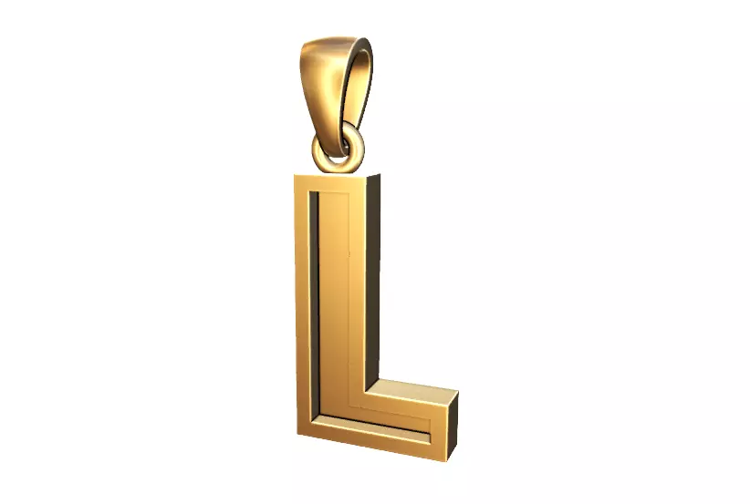 marquee style initial letter L pendant 3D print model_0