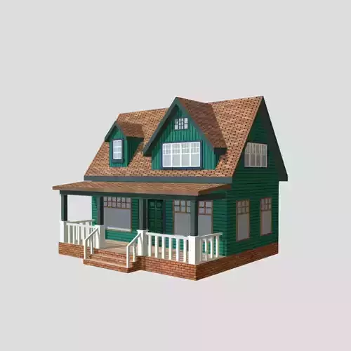 American Style Cottage - Town House Model Low-poly 3D model