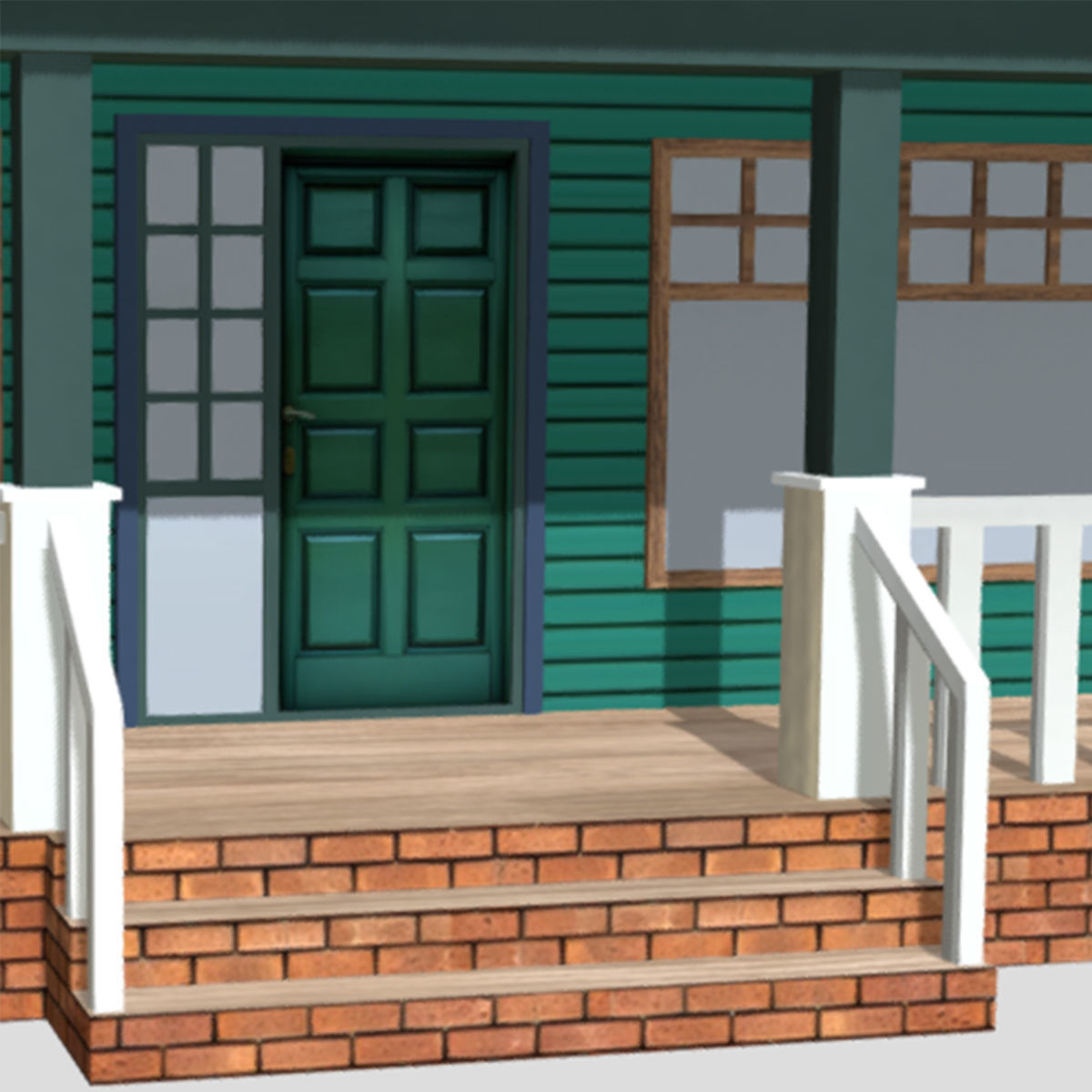 American Style Cottage - Town House Model Low-poly 3D model_5
