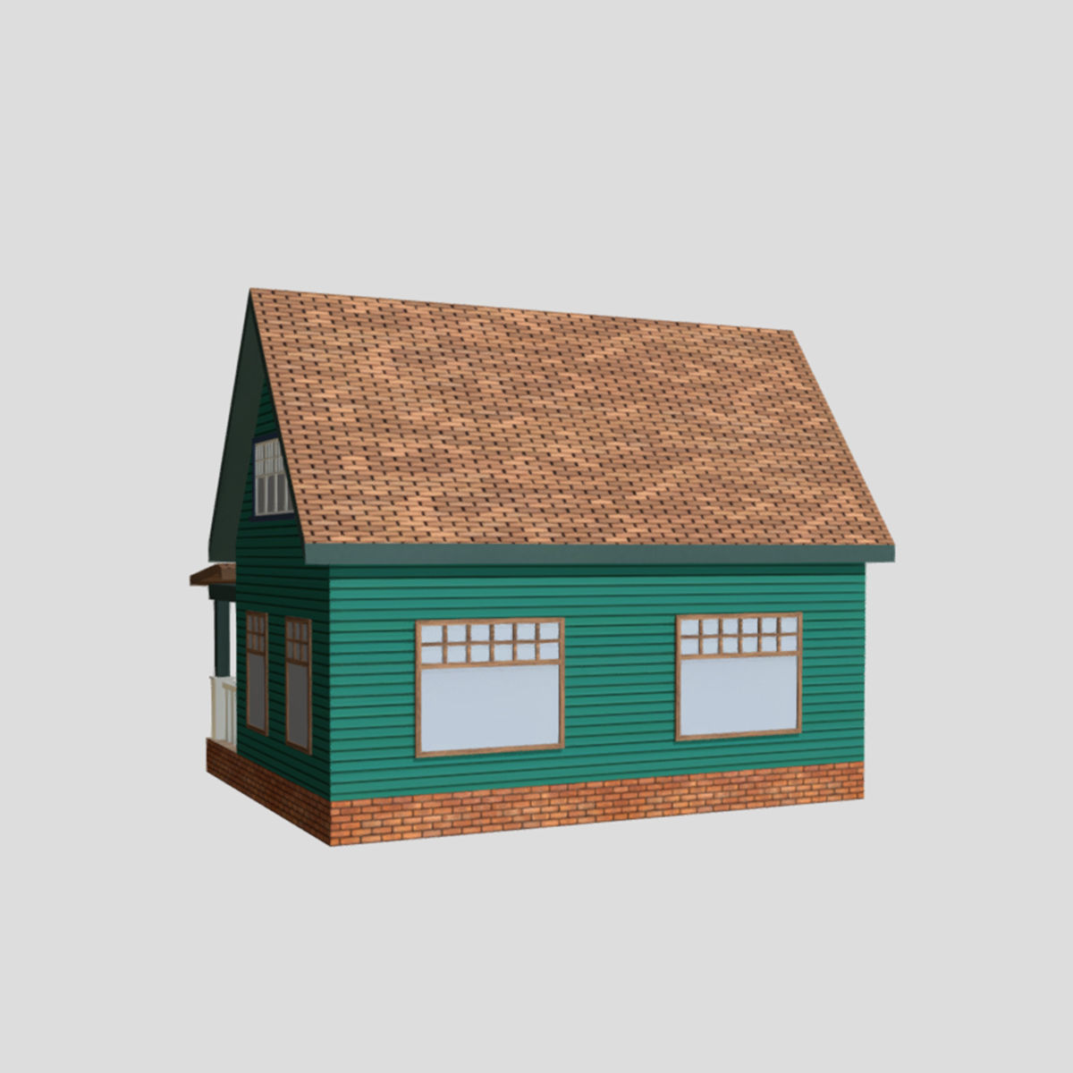 American Style Cottage - Town House Model Low-poly 3D model_3