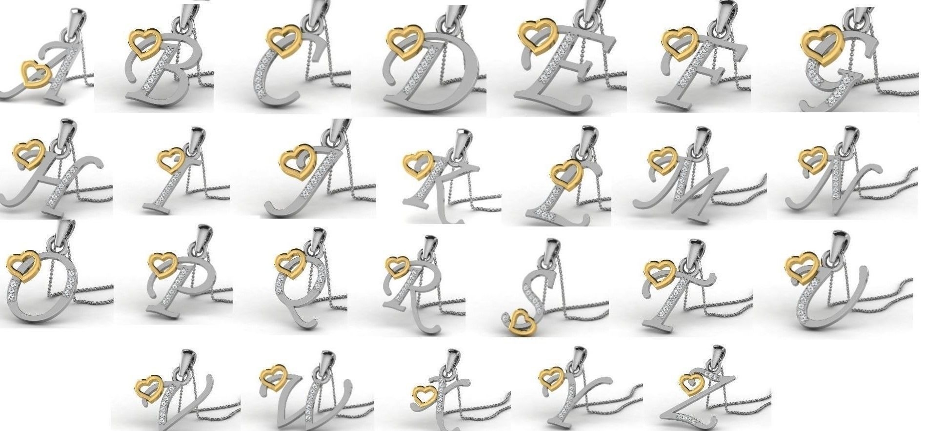 Alphabetical Elegance Pendants Unveiled 3D print model_22