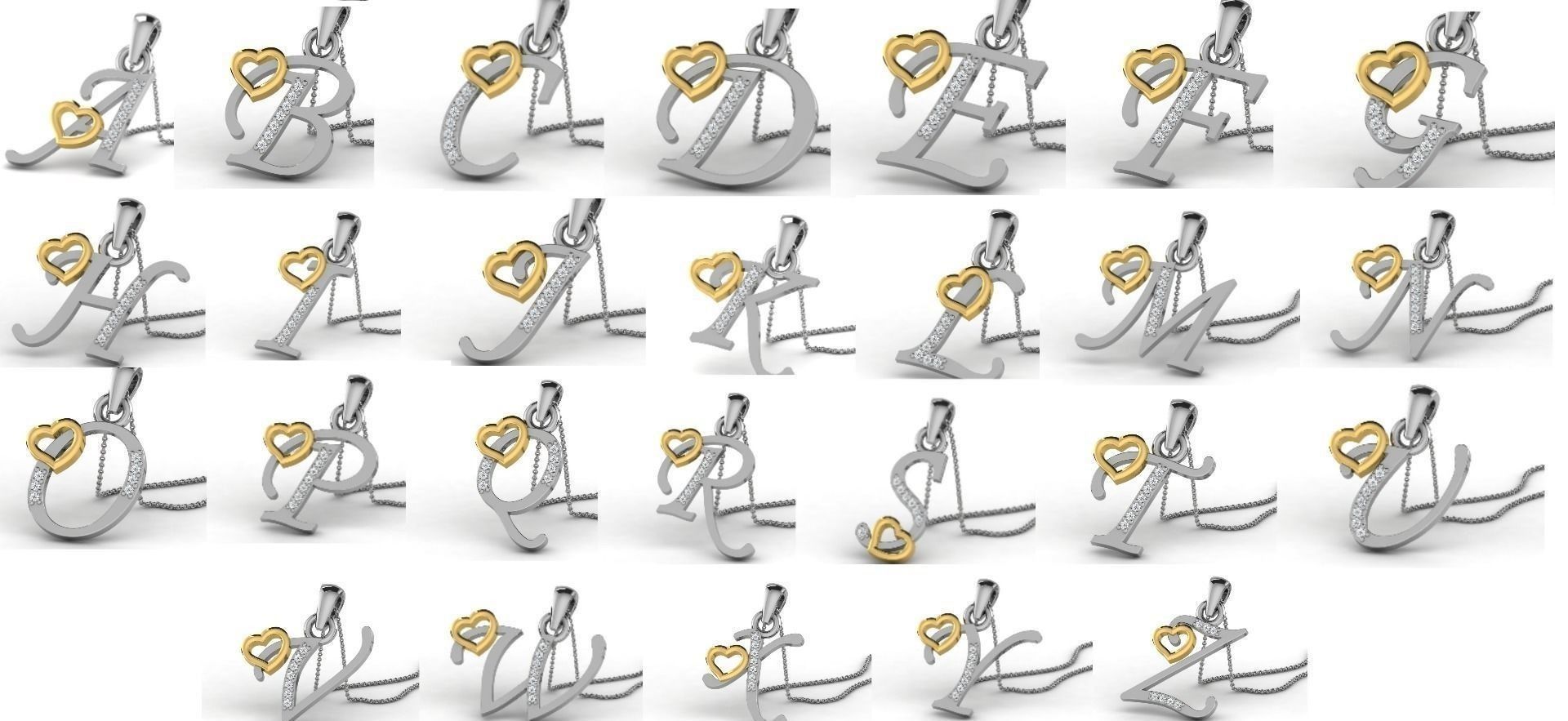 Alphabetical Elegance Pendants Unveiled 3D print model_27