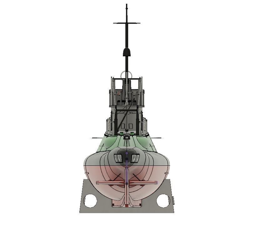 Dutch WW2 submarine O21 1-100 scale for static show 3D print model_3