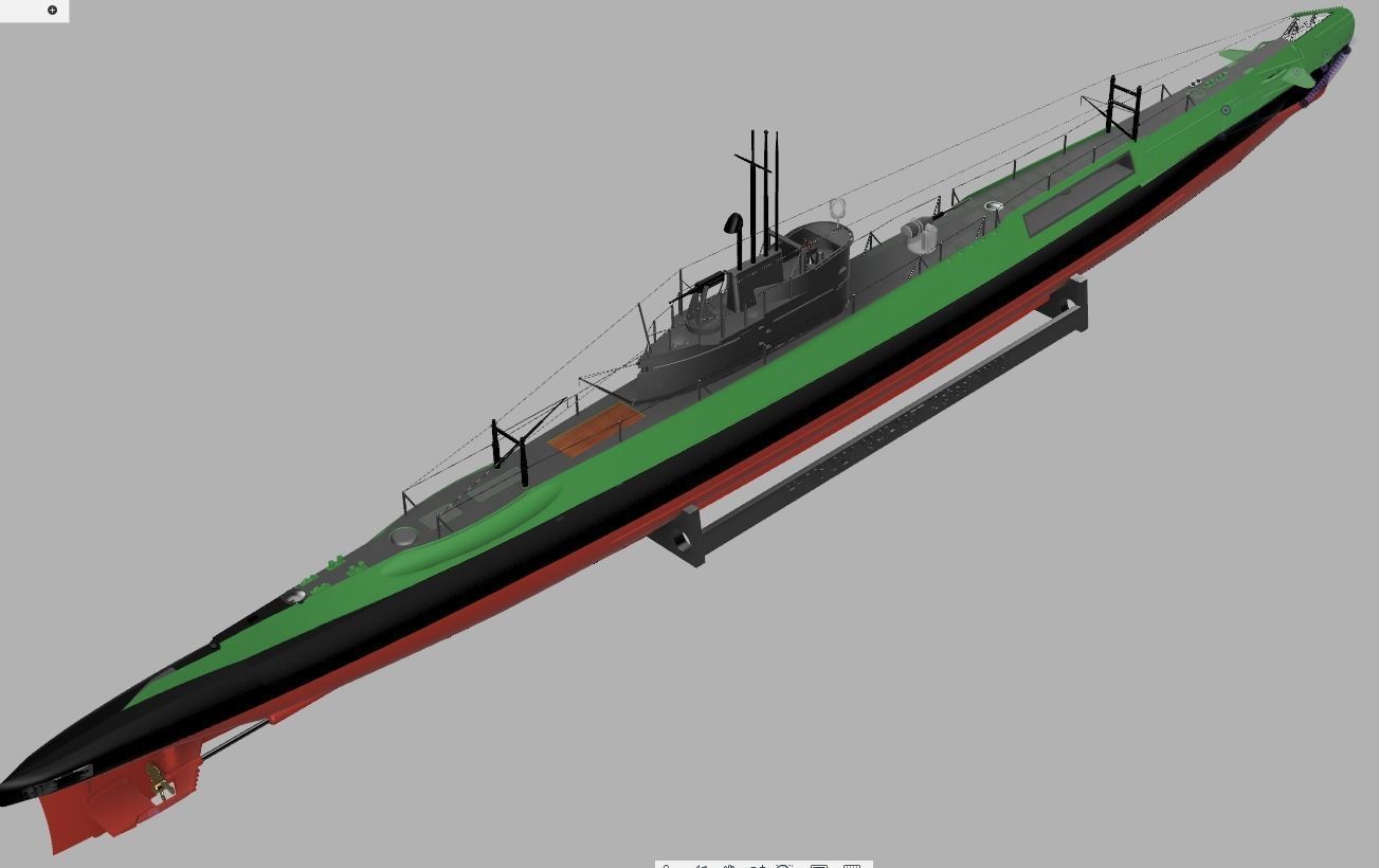 Dutch WW2 submarine O21 1-100 scale for static show 3D print model_2
