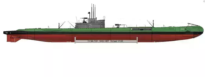 Dutch WW2 submarine O21 1-100 scale for static show 3D print model