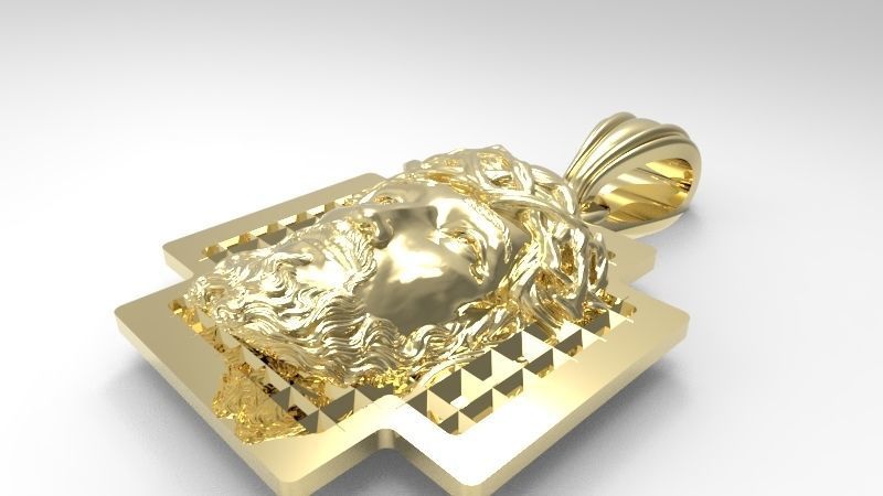 3D Jesus Christ head Face Charm Pendant Necklace Jewelry 3D print model_9