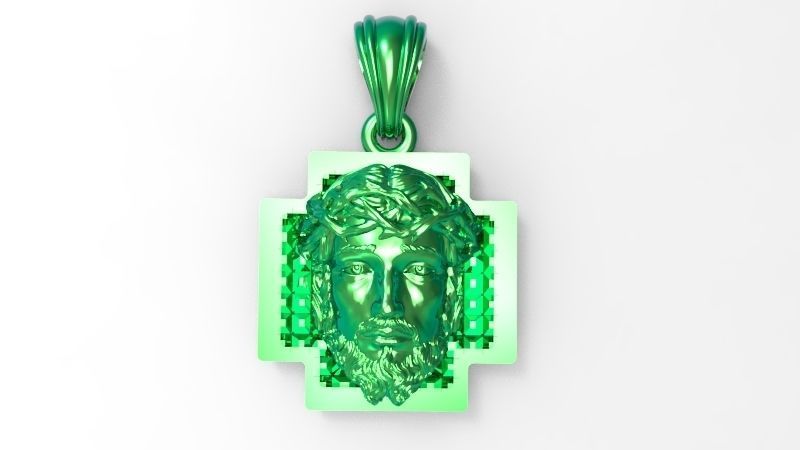 3D Jesus Christ head Face Charm Pendant Necklace Jewelry 3D print model_27
