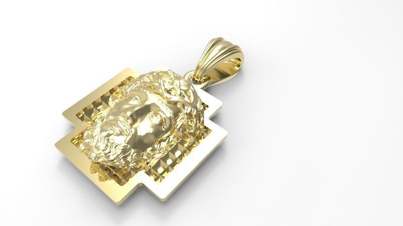 3D Jesus Christ head Face Charm Pendant Necklace Jewelry 3D print model_8