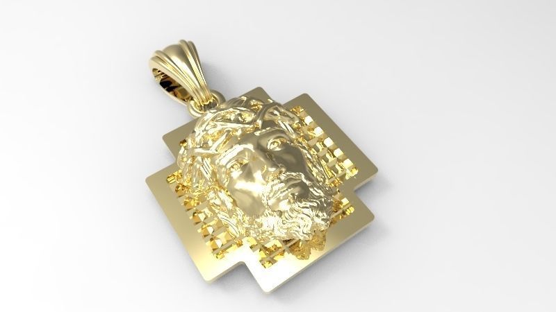 3D Jesus Christ head Face Charm Pendant Necklace Jewelry 3D print model_7