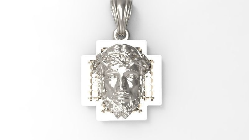 3D Jesus Christ head Face Charm Pendant Necklace Jewelry 3D print model_18
