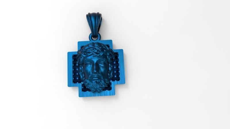 3D Jesus Christ head Face Charm Pendant Necklace Jewelry 3D print model_2