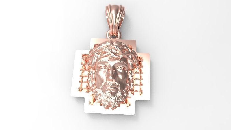 3D Jesus Christ head Face Charm Pendant Necklace Jewelry 3D print model_14