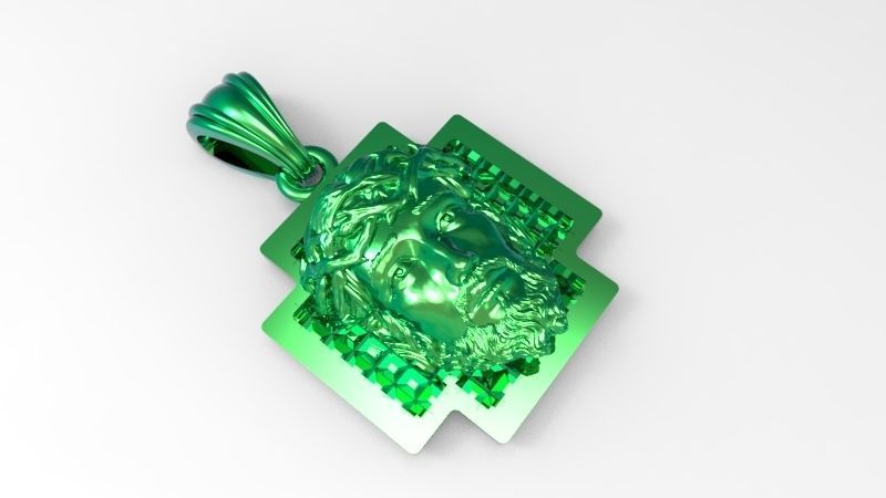 3D Jesus Christ head Face Charm Pendant Necklace Jewelry 3D print model_5