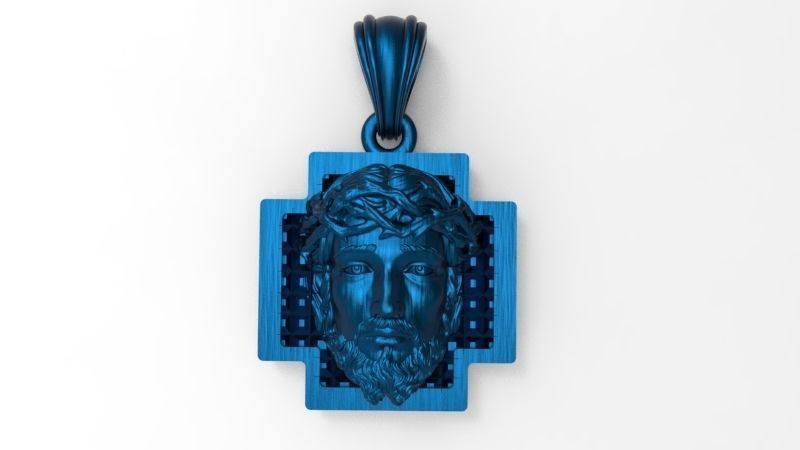 3D Jesus Christ head Face Charm Pendant Necklace Jewelry 3D print model_26