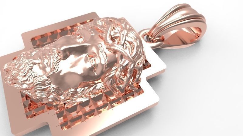 3D Jesus Christ head Face Charm Pendant Necklace Jewelry 3D print model_13