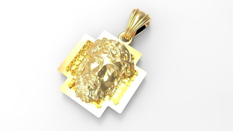 3D Jesus Christ head Face Charm Pendant Necklace Jewelry 3D print model_17