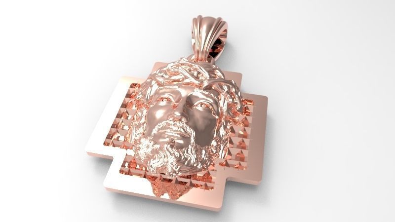 3D Jesus Christ head Face Charm Pendant Necklace Jewelry 3D print model_12