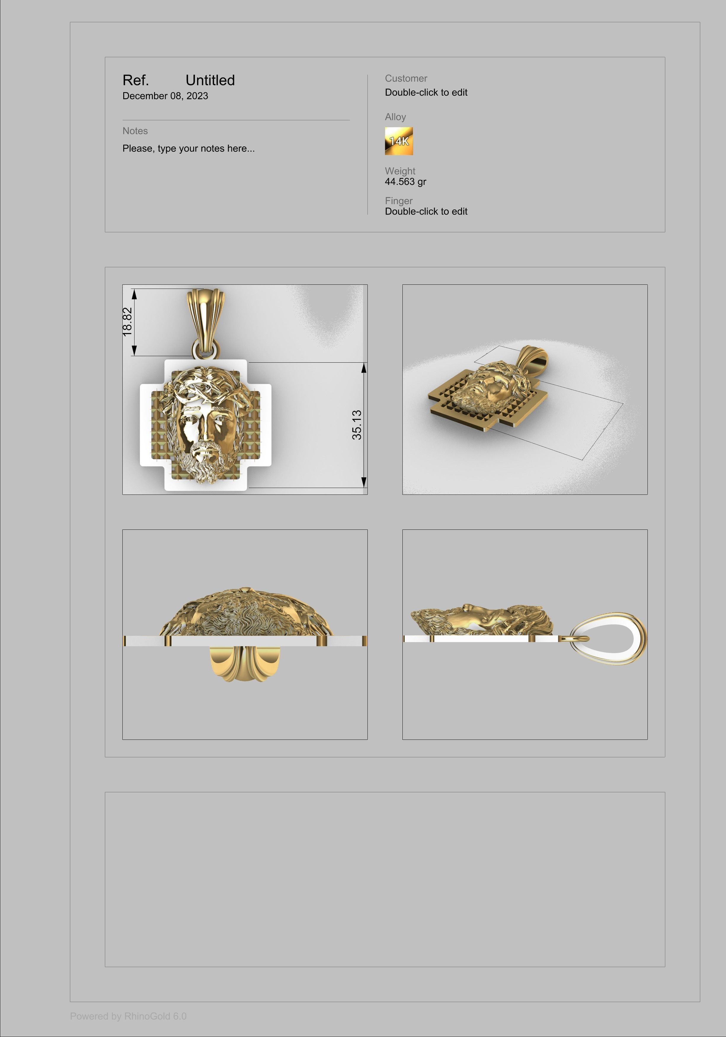 3D Jesus Christ head Face Charm Pendant Necklace Jewelry 3D print model_28