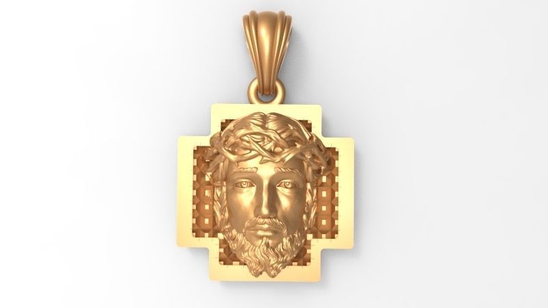 3D Jesus Christ head Face Charm Pendant Necklace Jewelry 3D print model_22
