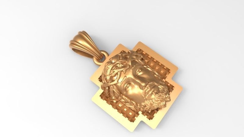 3D Jesus Christ head Face Charm Pendant Necklace Jewelry 3D print model_19