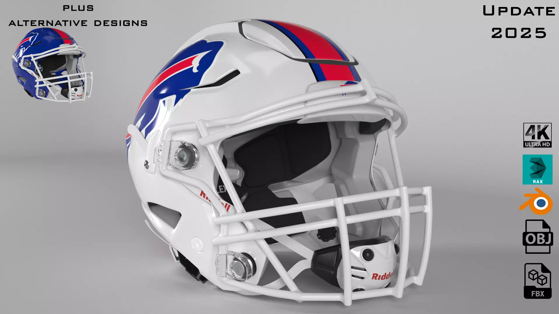 BUFFALO BILLS Helmet Football AFC EAST PBR updated 2025 3D model_0