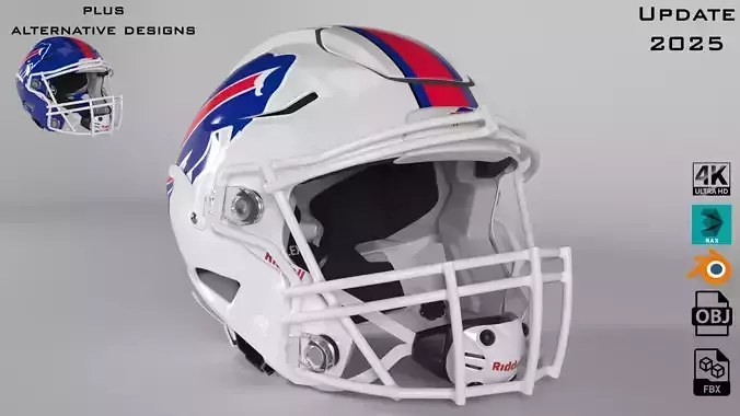 BUFFALO BILLS Helmet Football AFC EAST PBR updated 2025 3D model