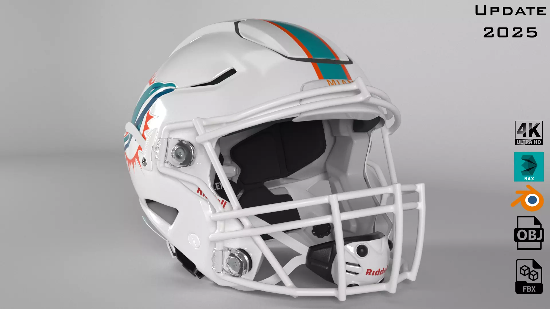 MIAMI DOLPHINS Helmet Football AFC EAST PBR updated 2025 3D model_0