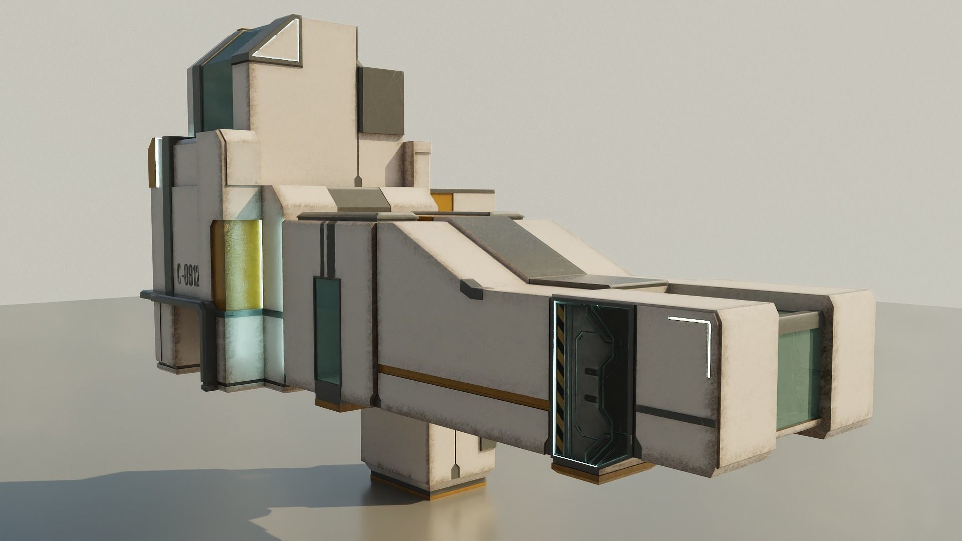 Sci-Fi Stations City Set Low-poly 3D model_10