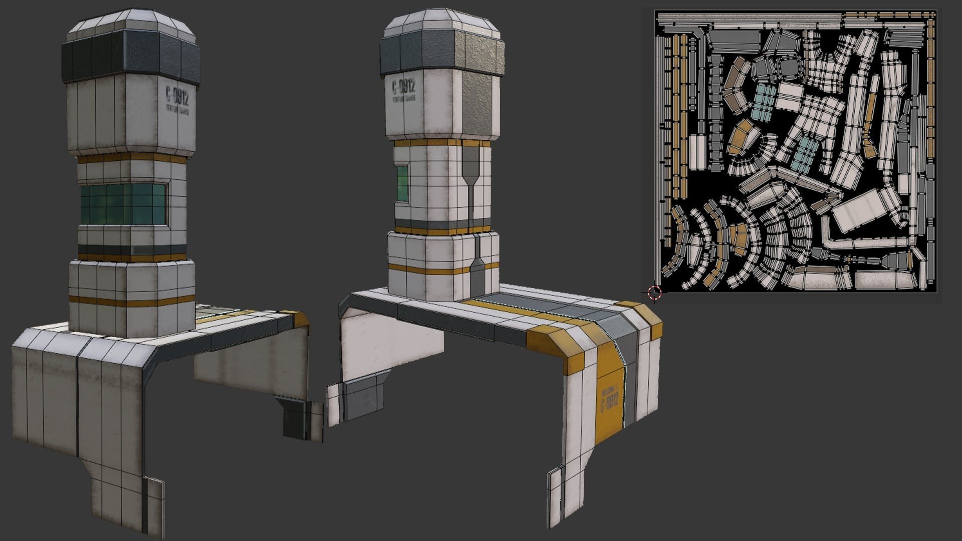 Sci-Fi Stations City Set Low-poly 3D model_14