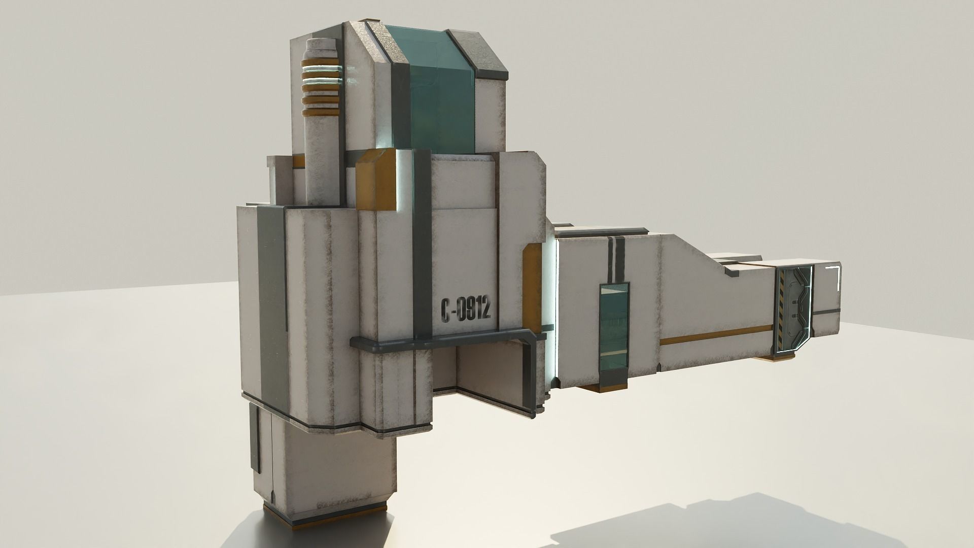 Sci-Fi Stations City Set Low-poly 3D model_9